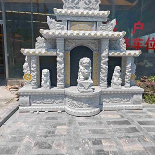 贵州芝麻白中国黑石材套墓 花岗岩墓碑